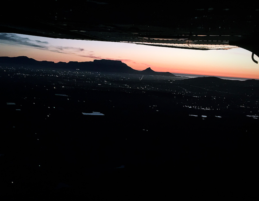 Nacht Vliegen over Kaapstad